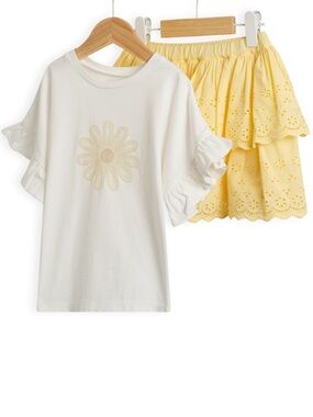 Little Girls Toddler Baby NEXT Eyelet Skirt Flower Tee T-Shirt Set NWT 3T/4T NWT
